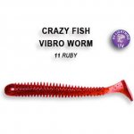 Виброхвост CRAZY FISH Vibro Worm 2'' 5см цв.11 жареная рыба 8шт.(Гонконг)