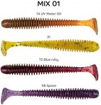 Виброхвост CF Vibro Worm 2'' 5см цв.M01 MIX кальмар 8шт.(Китай)