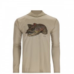 Термофутболка SIMMS Tech Hoody Artist Series LS цв.stone/brown trout р-р L(Эль-Сальвадор)