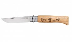 Нож OPINEL №8 VRI Animalia Trout(нержав.сталь, рукоять дуб, лезвие 8,5см)(Франция)