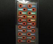 Глаза эпокс. PRO SPORTFISHER Pro 3D Tapped Eyes 12мм цв.Silver/Hot Orange 18шт.(Норвегия)
