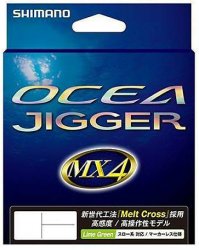 Шнур SHIMANO Ocea Jigger MX4 цв.lime green 300м р-р 2,0, 0,235мм(Япония)