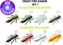 Приманка CRAZY FISH Kasari Float+Sink 2,7см цв.M7 креветка+кальмар 8шт.(Гонконг)