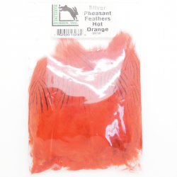 Перья серебрянного фазана покровные HARELINE цв.hot orange(США)